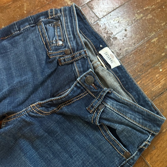 Shyanne Women's Blue Relaxed Jeans with Tan Embroidery - Picture 4 of 8